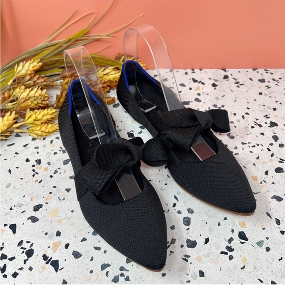 Rothy’s Black Mary Jane Tie Front Women’s Pointed Flats Sz 8 discontinued - Picture 3 of 3